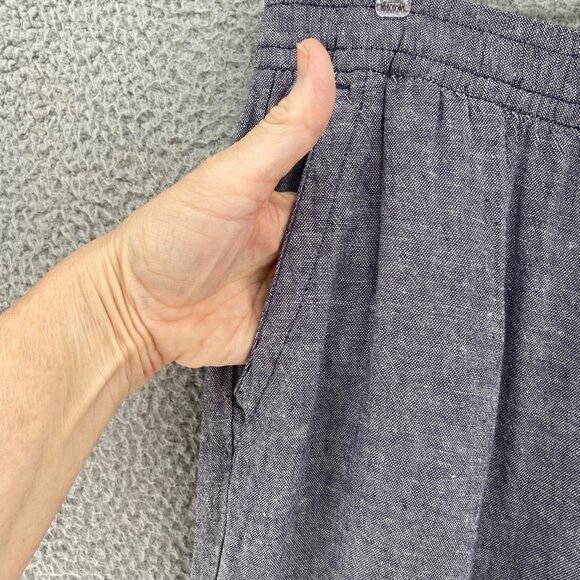 Old Navy Pants Large Gray Linen Blend Pull On Pocket Wide Leg Everyday Ankle NWT - Picture 5 of 13